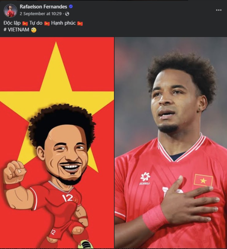 Xuân Son đăng bài viết trong ngày Quốc khánh Việt Nam 2/9